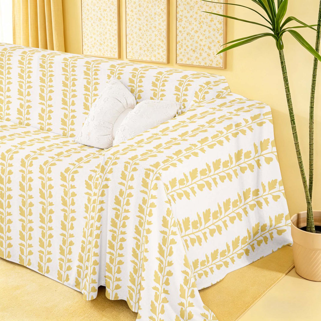meiyoeat Chic Yellow Floral Sofa Cover Slipcover 71x91 for Girls, Flowers Blossoms Chair Loveseat Couch Cover