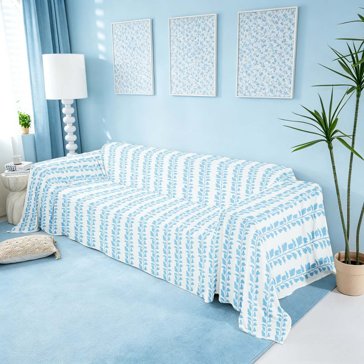 meiyoeat Chic Blue Floral Sofa Cover Slipcover 71x91 for Girls, Flowers Blossoms Chair Loveseat Couch Cover