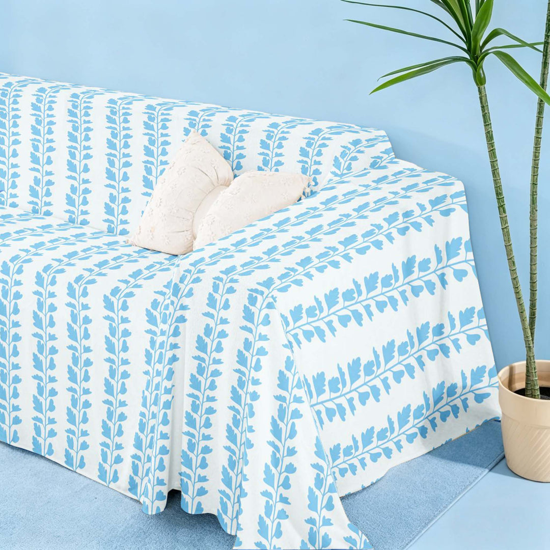 meiyoeat Chic Blue Floral Sofa Cover Slipcover 71x91 for Girls, Flowers Blossoms Chair Loveseat Couch Cover