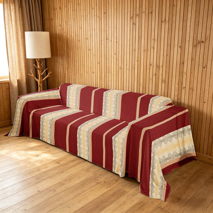 meiyoeat Victorian Stripe Sofa Cover Slipcover 71x91, Red Beige Chair Loveseat Couch Cover