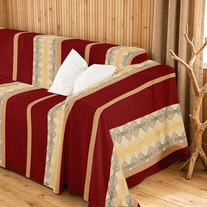 meiyoeat Victorian Stripe Sofa Cover Slipcover 71x91, Red Beige Chair Loveseat Couch Cover
