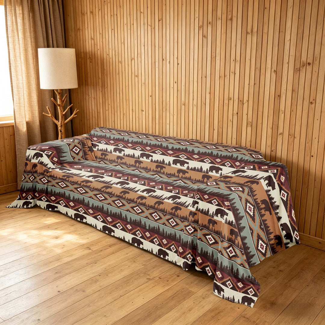 meiyoeat Aztec Stripe Sofa Cover Slipcover 71x91, Wild Bear Chair Loveseat Couch Cover