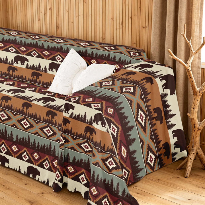 meiyoeat Aztec Stripe Sofa Cover Slipcover 71x91, Wild Bear Chair Loveseat Couch Cover