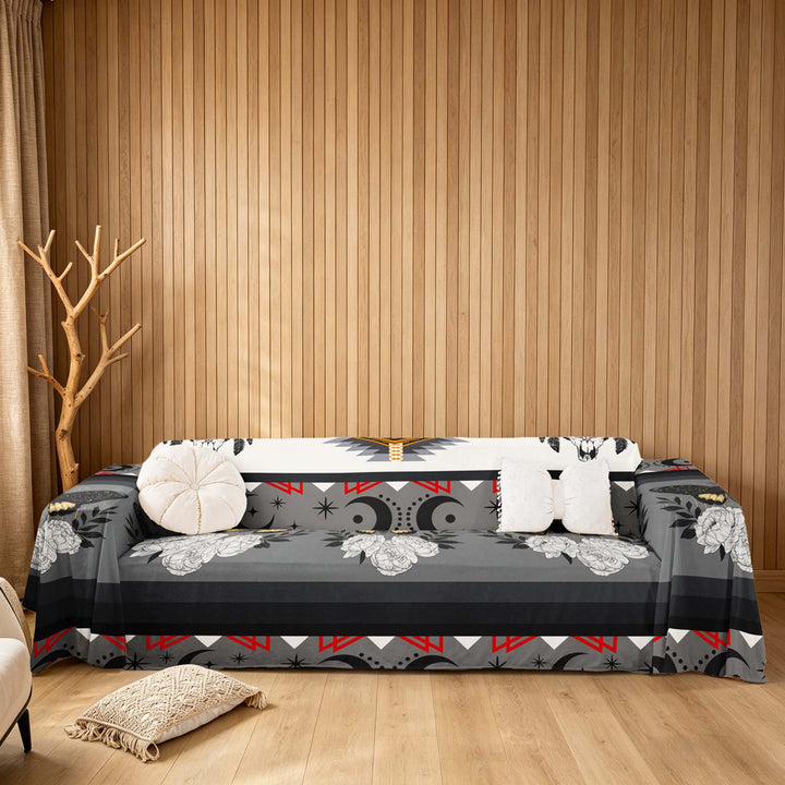 meiyoeat Vintage Damask Aztec Sofa Cover Slipcover 71x91, Rustic Gray Chair Loveseat Couch Cover