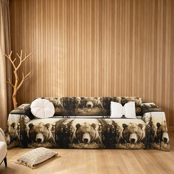 meiyoeat Safari Bear Sofa Cover Slipcover 71x91, Jungle Animal Chair Loveseat Couch Cover