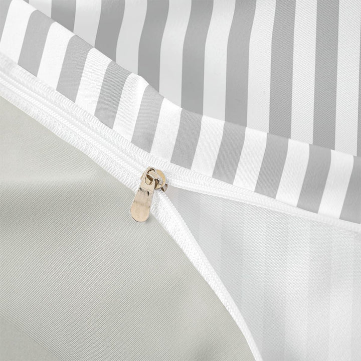 Meiyoeat Retro Pinstripe Bedding, Modern Straight Line Duvet Cover Full, Gray White,Grey Reversible,3pcs,No Comforter1 Duvet Cover and 2 Pillowcases