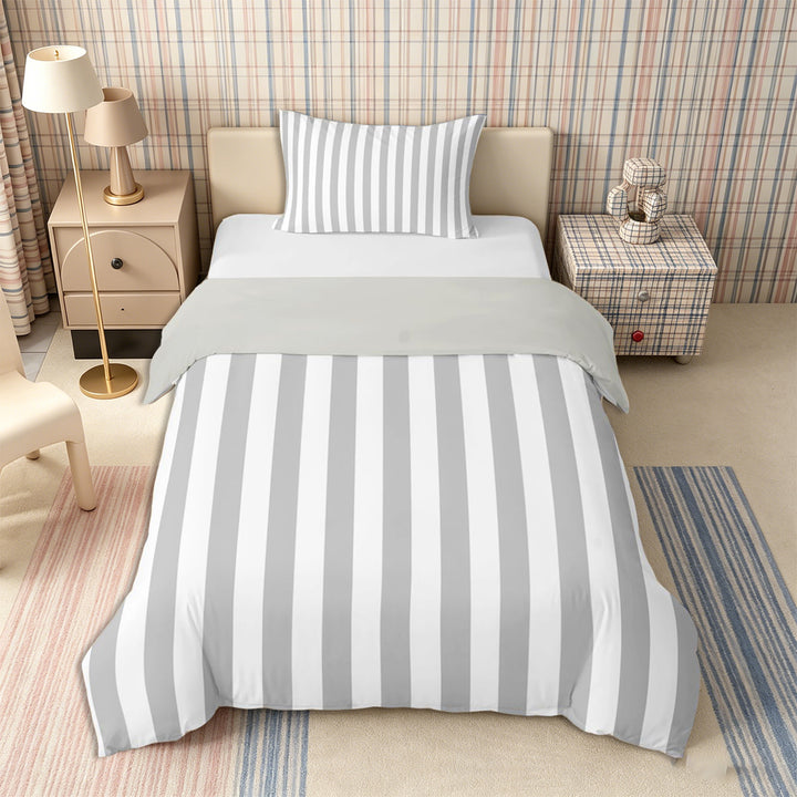 Meiyoeat Retro Pinstripe Bedding, Modern Straight Line Duvet Cover Full, Gray White,Grey Reversible,3pcs,No Comforter1 Duvet Cover and 2 Pillowcases