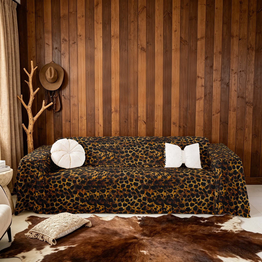 meiyoeat Brown Cheetah Print Sofa Cover Slipcover 71x91, Animal Theme Chair Loveseat Couch Cover