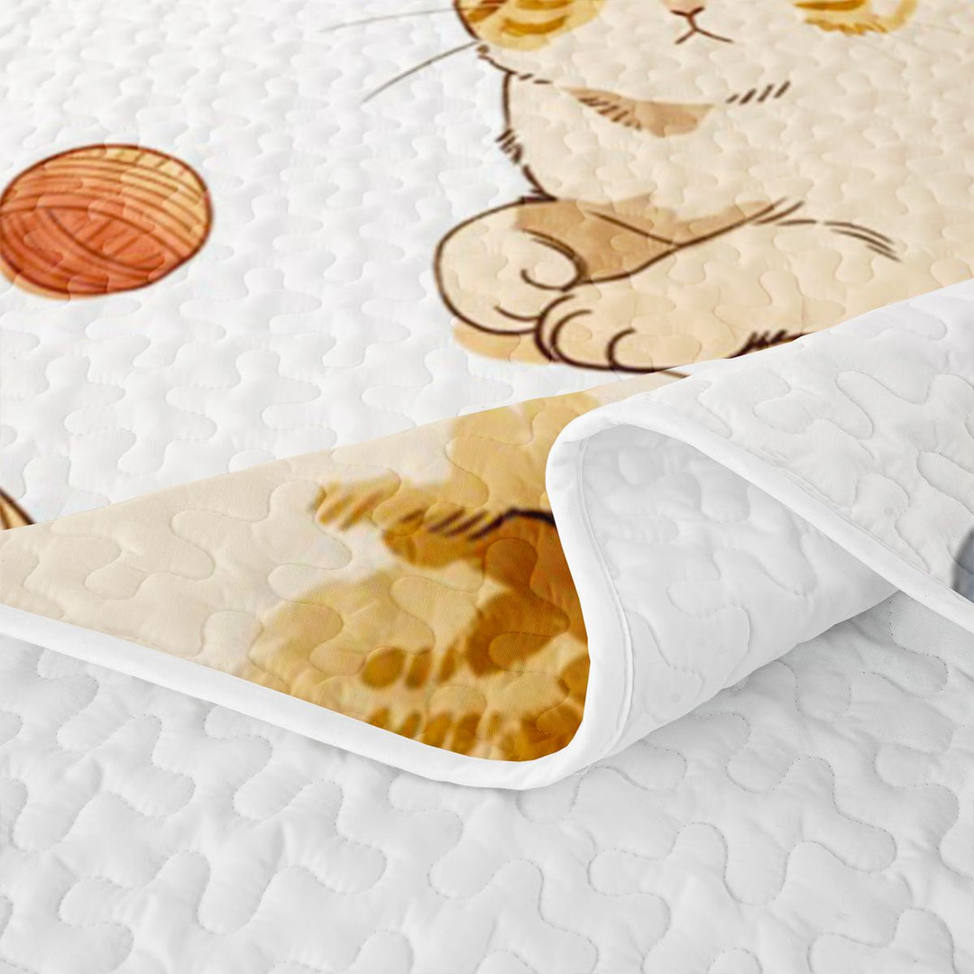 meiyoeat Cute Cartoon Kitten Quilt Full,Cute Animal Cat Full Bedspread Sets For Girl,3 Pieces