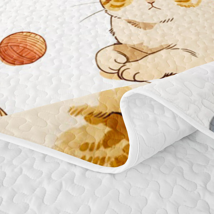 meiyoeat Cute Cartoon Kitten Quilt Full,Cute Animal Cat Full Bedspread Sets For Girl,3 Pieces