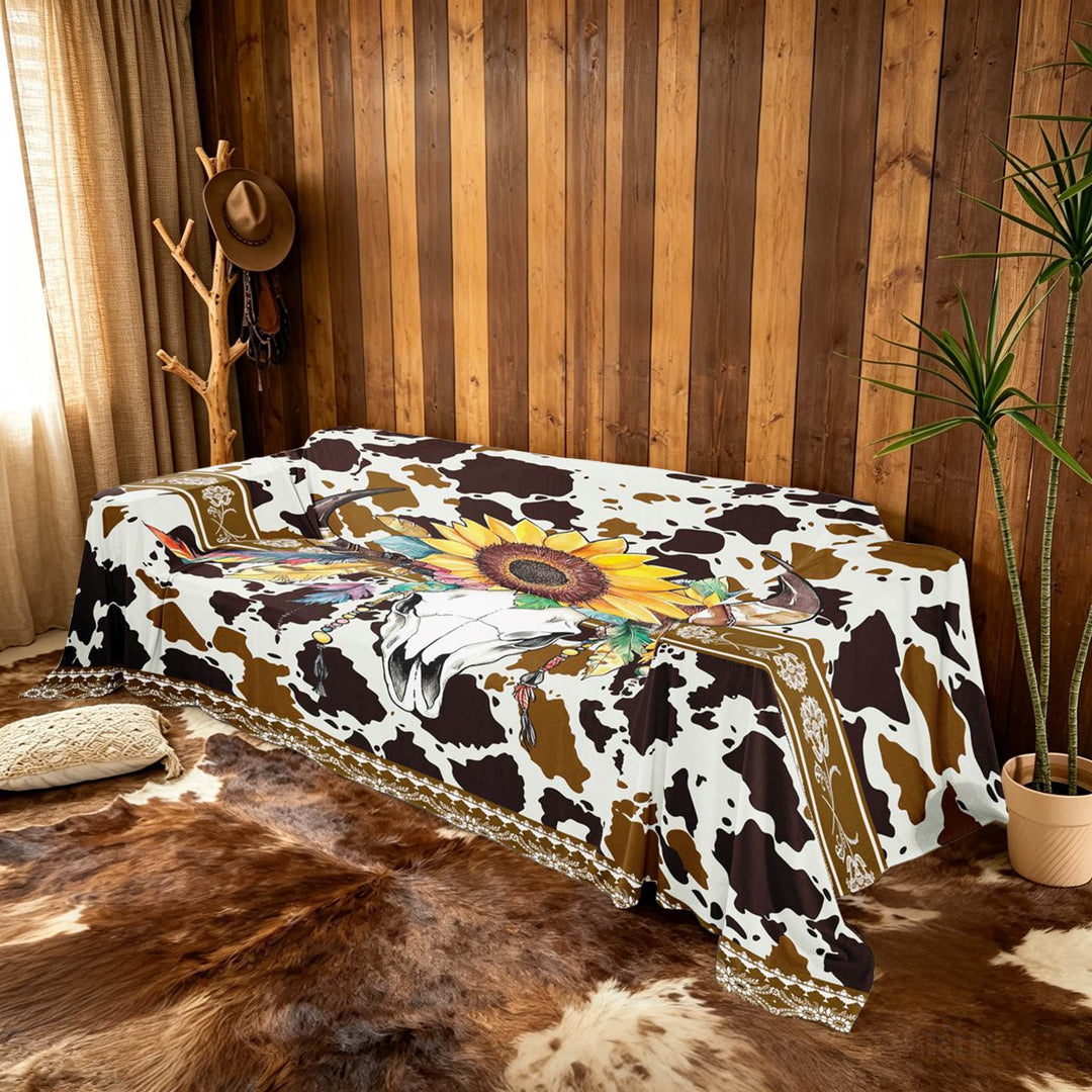 meiyoeat Brown Cow Print Sofa Cover Slipcover 71x91, Retro Farmhouse Chair Loveseat Couch Cover