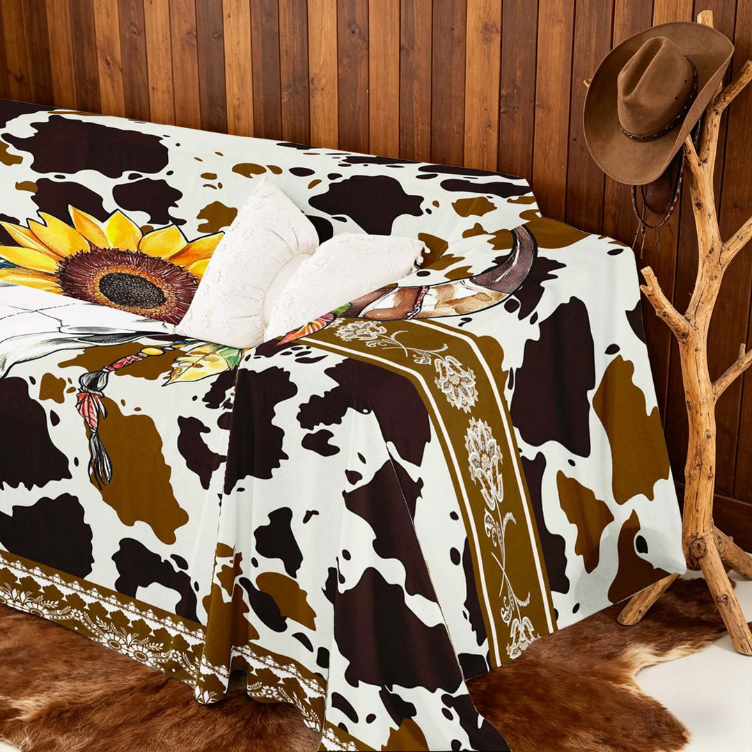 meiyoeat Brown Cow Print Sofa Cover Slipcover 71x91, Retro Farmhouse Chair Loveseat Couch Cover