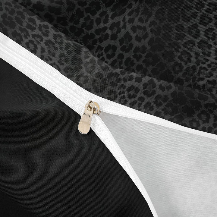 Meiyoeat Black Edgy Leopard Print Duvet Cover King, Animal Spot Pattern King Bedding,3 Pieces,No Comforter,Black Reversible
