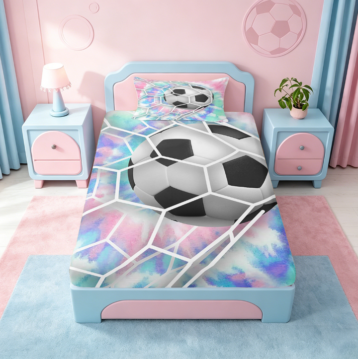 meiyoeat Watercolor Tie-Dye Bed Sheets For Girls,Football Games Theme Full Size Sheets For Kids,4pcs