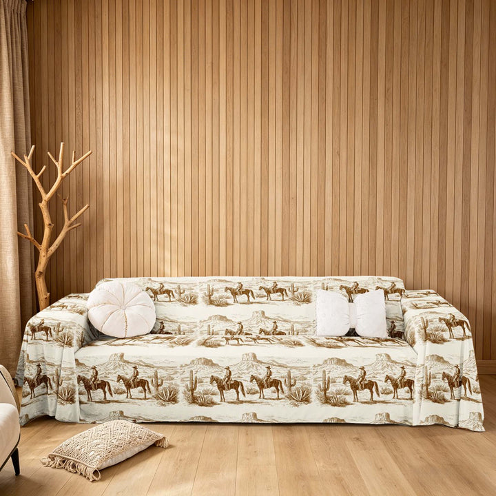 meiyoeat Western Cowboy Sofa Cover Slipcover 71x91, Vintage Farmhouse Lodge Cabin Chair Loveseat Couch Cover