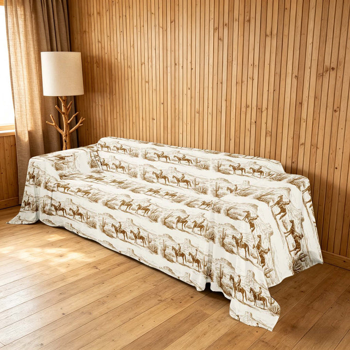 meiyoeat Western Cowboy Sofa Cover Slipcover 71x91, Vintage Farmhouse Lodge Cabin Chair Loveseat Couch Cover
