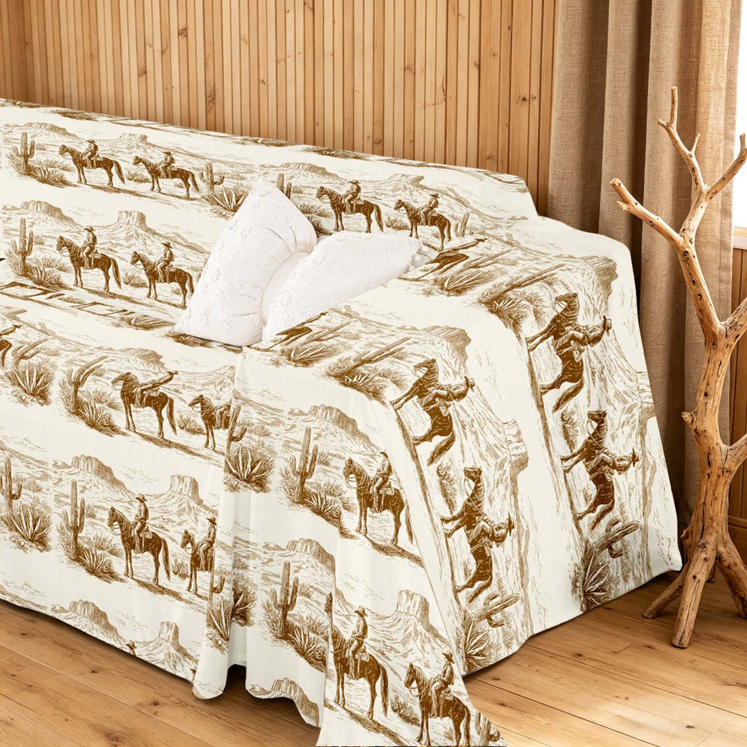 meiyoeat Western Cowboy Sofa Cover Slipcover 71x91, Vintage Farmhouse Lodge Cabin Chair Loveseat Couch Cover