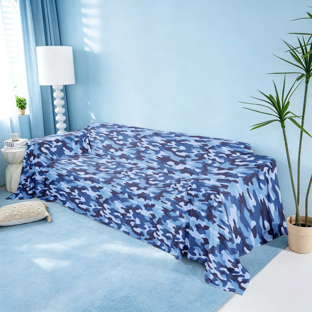 meiyoeat Blue Camo Sofa Cover Slipcover 71x91, Vintage Camouflage Chair Loveseat Couch Cover
