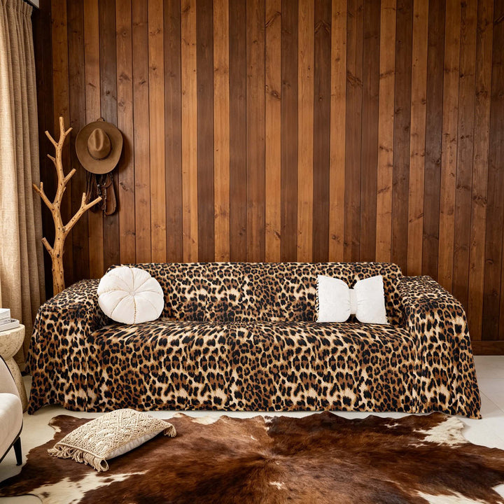 meiyoeat Brown Leopard Print Sofa Cover Slipcover 71x91, Animal Pattern Chair Loveseat Couch Cover