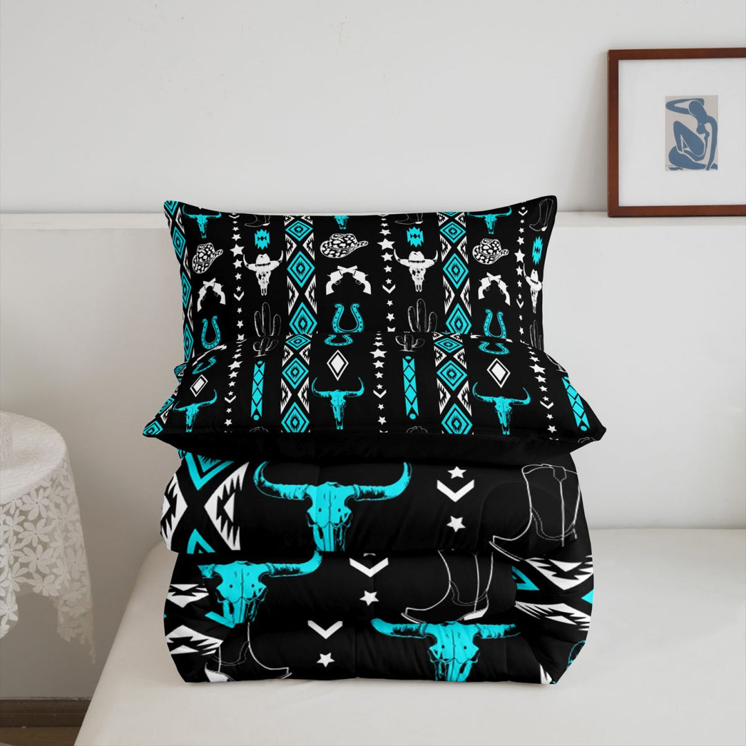 meiyoeat Vintage Geometric Rhombus Aztec Full Size Comforter Sets For Boys,Country Western Cowboy Farmhouse Bedding Comforter Set,Reversible,3 Pieces,1 Comforter and 2 Pillowcases
