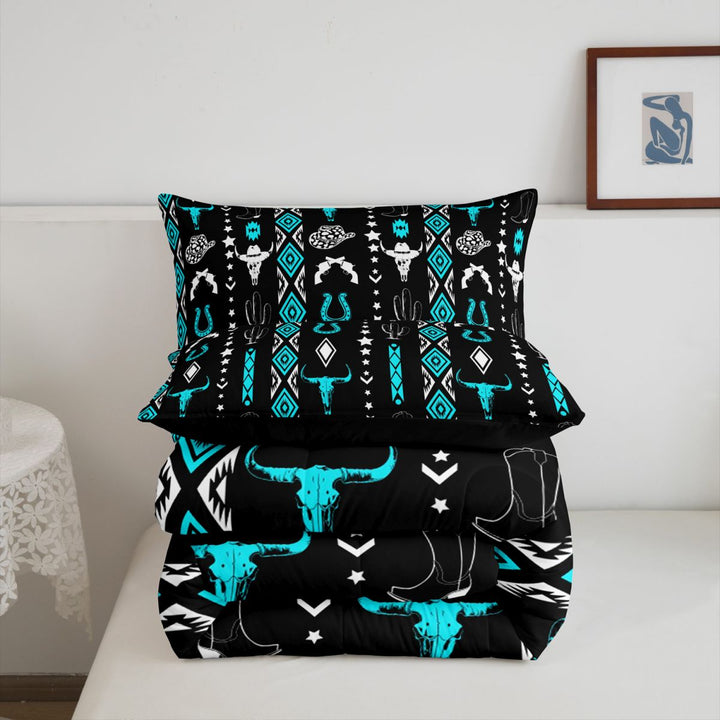 meiyoeat Vintage Geometric Rhombus Aztec Full Size Comforter Sets For Boys,Country Western Cowboy Farmhouse Bedding Comforter Set,Reversible,3 Pieces,1 Comforter and 2 Pillowcases