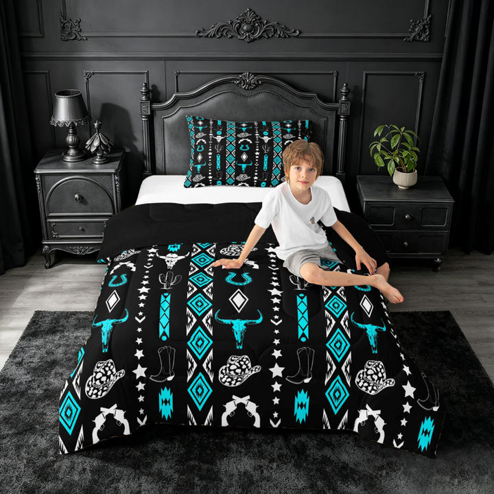 meiyoeat Vintage Geometric Rhombus Aztec Full Size Comforter Sets For Boys,Country Western Cowboy Farmhouse Bedding Comforter Set,Reversible,3 Pieces,1 Comforter and 2 Pillowcases