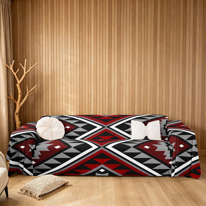 meiyoeat Vintage Aztec Sofa Cover Slipcover 71x91, Red Gray Chair Loveseat Couch Cover