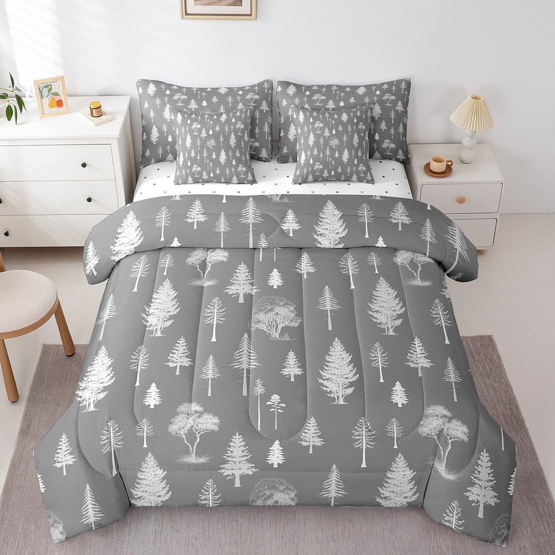 Erosebridal Botanical Tree Bedding Sets King Size,Green Wheat Bed in a Bag King size,Breathable Reversible Bedding King Size,Teenager Bedroom Decor,7 Pieces