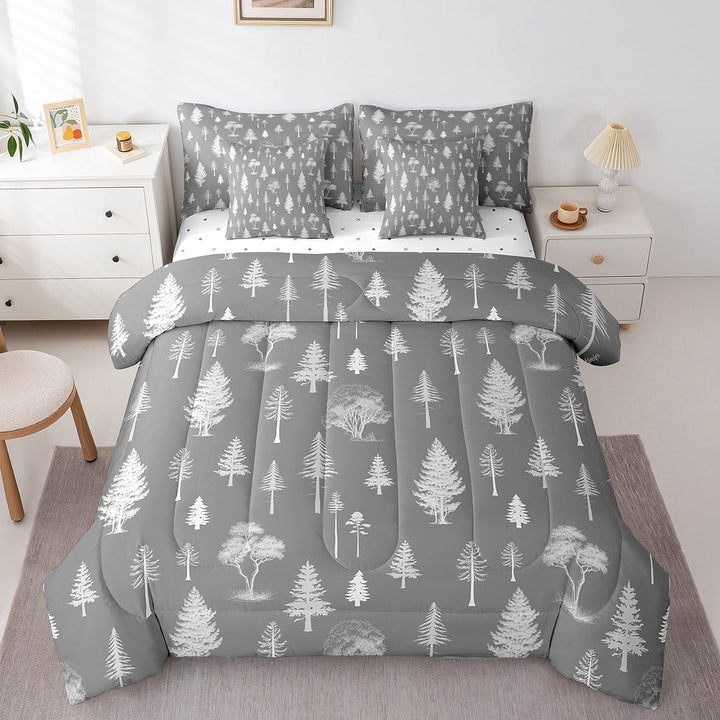 Erosebridal Botanical Tree Bedding Sets King Size,Green Wheat Bed in a Bag King size,Breathable Reversible Bedding King Size,Teenager Bedroom Decor,7 Pieces