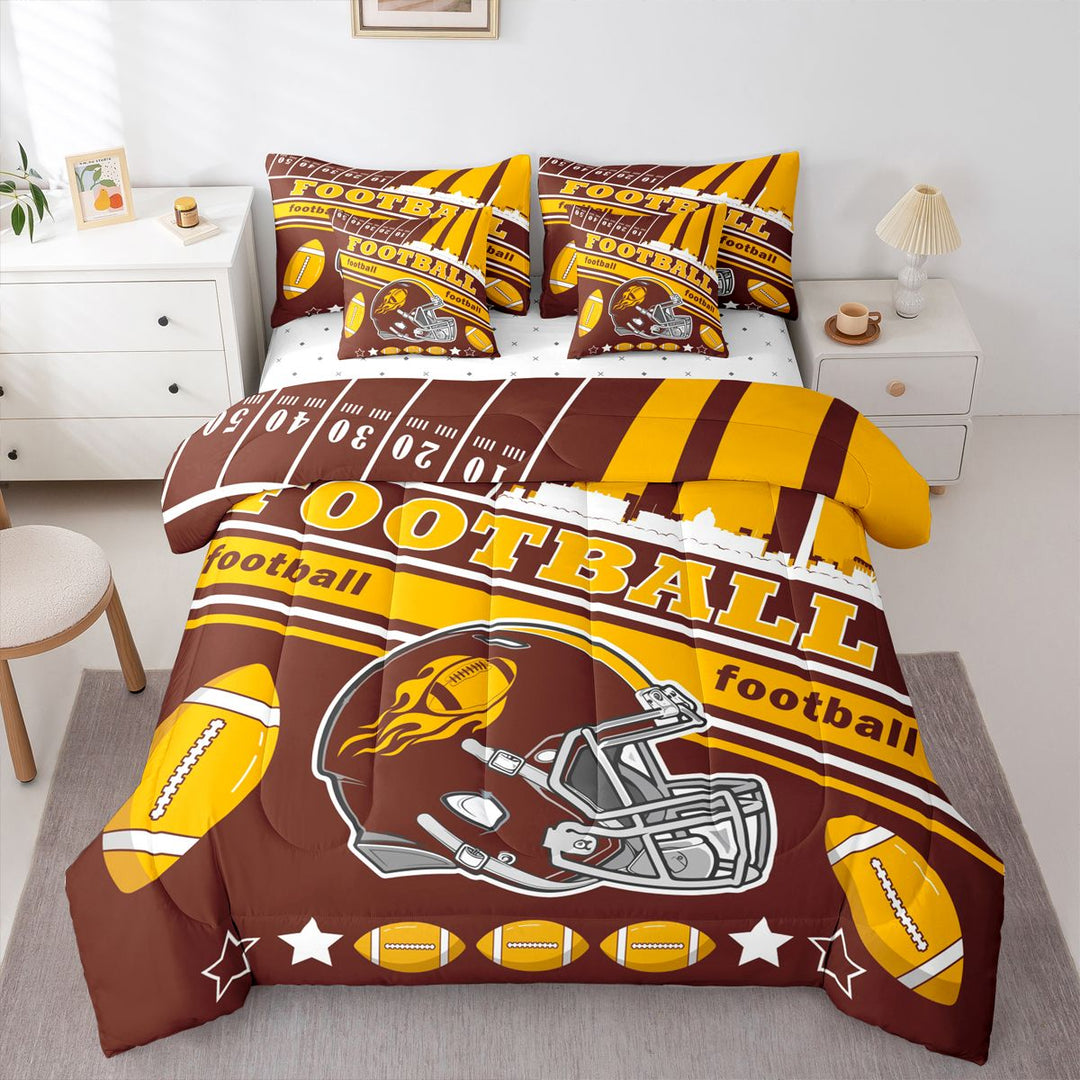 Eosebridal Football 7 Pieces Comforter Sets Full Size Washington Bedding Set for All Season Gifts for Football Fans Football City Bed in a Bag with Comforter,Sheets