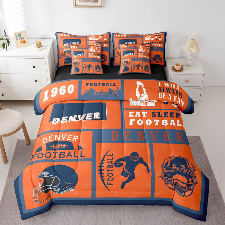 Erosebridal Twin Bed in a Bag Rugby Comforter Set with Sheets 7Pieces All Season Football Bedding Sets with Comforter, Cushion Case, Flat Sheet, Fitted Sheet and Pillowcase