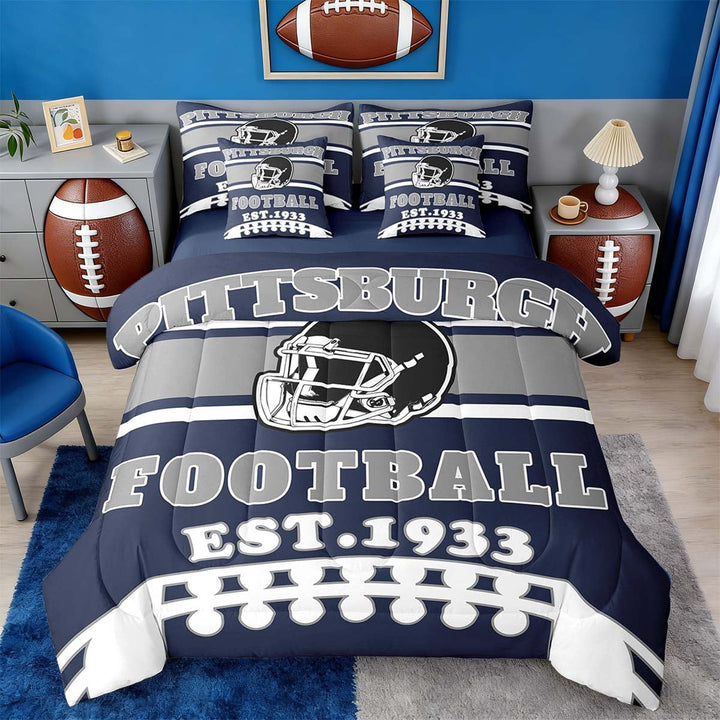 Erosebridal Football Bed in a Bag Full size 7 Pieces Teens, Breathable, Purple, Pittsburgh