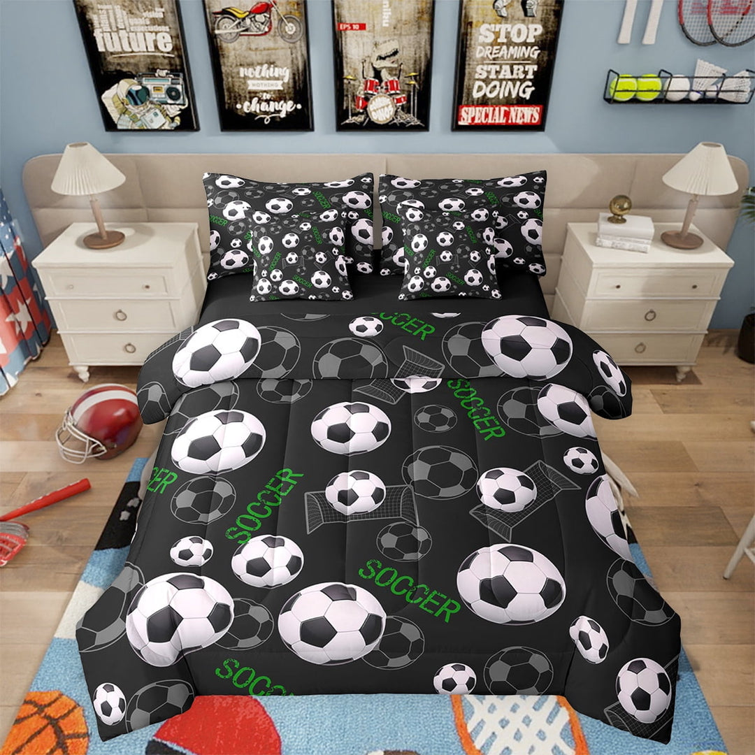 Erosebridal Soccer Bedding Sets Twin Size,Sports Theme Comforter Sets with Sheets,Reversible,Teen Men