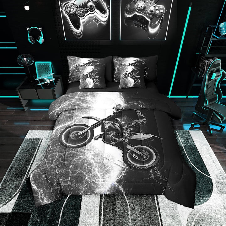 Erosebridal Cool Dirt Bike Bedding Full Size 7pcs, Bedroom Decor, Ultra Soft