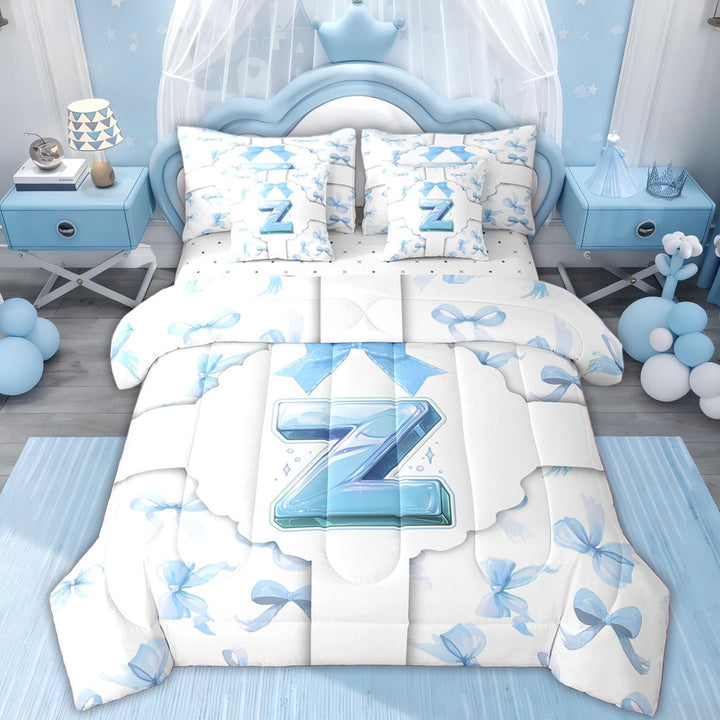 Erosebridal Ribbon Love Heart Bedding Comforter Set for Girl, Purple Watercolor King Bedding Sets, 7pcs