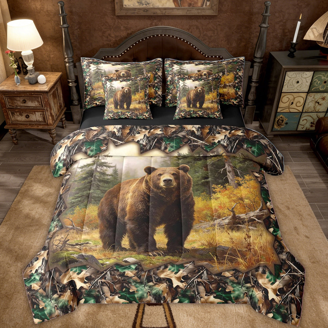 Erosebridal Jungle Bear Animals Twin Bedding Sets for Kid, Branches Botanical Bedding Comforter Set, 7 Pieces