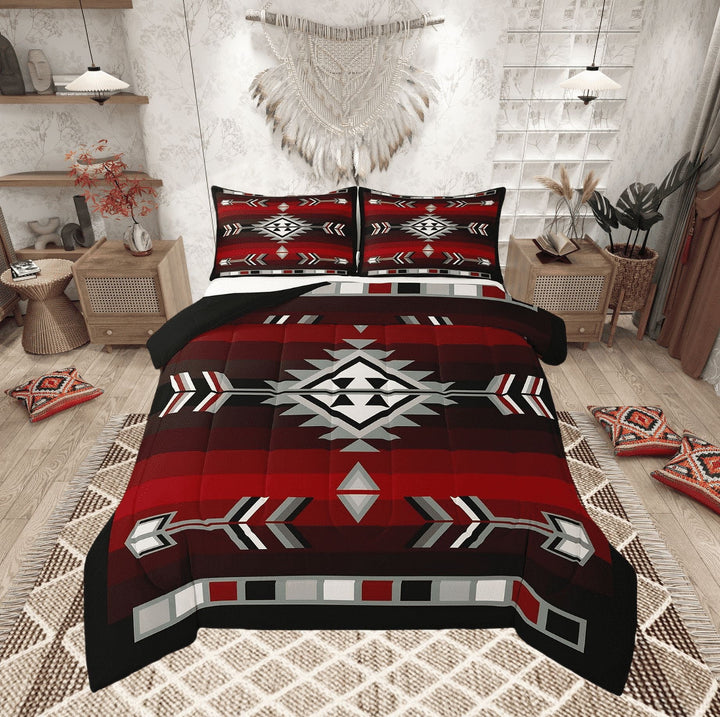 Rustic Western Bedding Sets King Southwestern Aztec Comforter Set For Men,Farmhouse Bohemian Geometric Bedding Comforter Sets Exotic American Quilt Duvet 3 Pcs