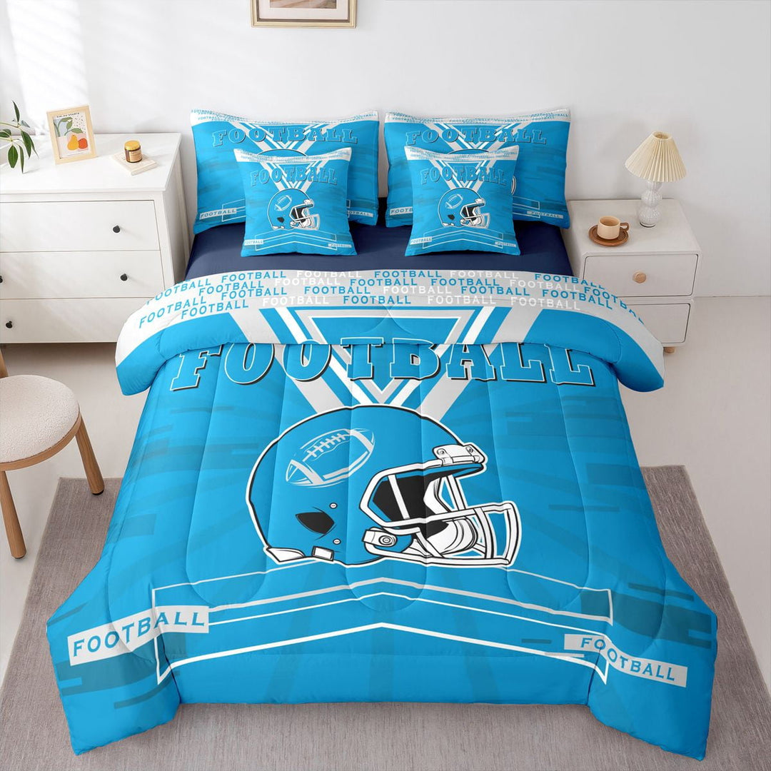 Erosebridal 7 Pieces Bed in a Bag Twin Bedding Set with Sheets,Football Comforter Sets for All Season,1 Comforter, 2 Cushion Cases, 1 Flat Sheet, 1 Fitted Sheet, 2 Pillowcases