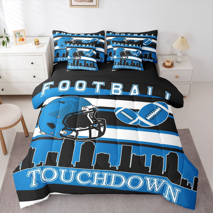 Erosebridal Charlotte Football Bedding Sets Twin Size,Amercian Sport Comforter Sets with Sheets,Ball Gamer Decoration,Reversible,Breathable,7-Piece