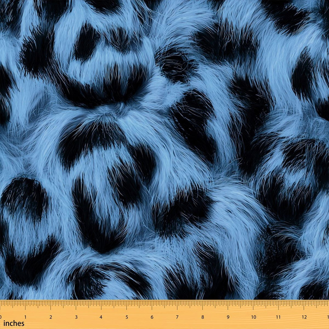 Manfei Aesthetic Cheetah Print Fabric by the Yard 1 Yard, Colorful Wildlife Themed Home Decor Fabric by the Yard, Sky Blue Black