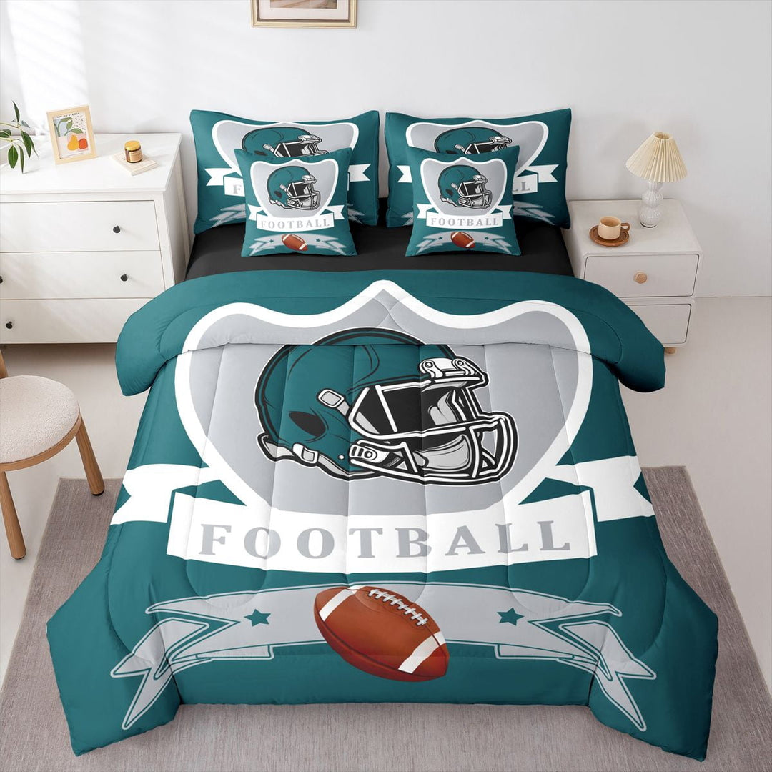 Erosebridal Soccer Lover Bedding Sets, American Football Comforter Sets with Sheets, Eat Sleep Reversible Bed Sheets Set, Super Cozy Bedroom Decorative, 7pcs