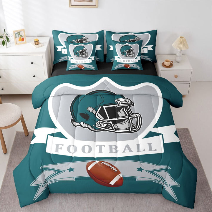 Erosebridal Soccer Lover Bedding Sets, American Football Comforter Sets with Sheets, Eat Sleep Reversible Bed Sheets Set, Super Cozy Bedroom Decorative, 7pcs