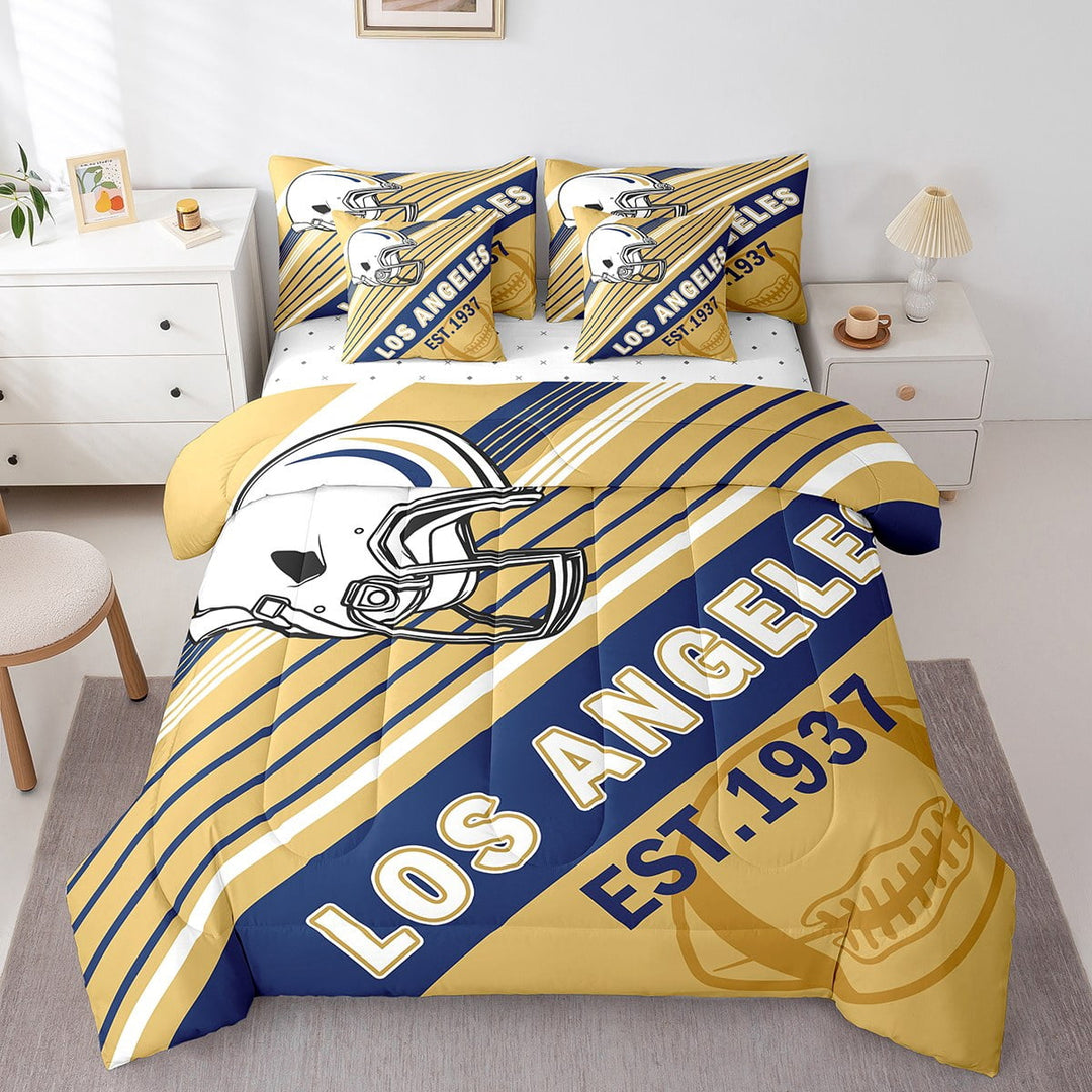 Erosebridal Football Bedding Sets Twin Size,Ball Game Comforter Sets with Sheets,Sport Decor (Los Angeles),Reversible,Breathable,7-Piece