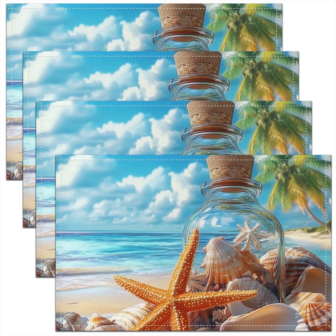 Erosebridal Stripe Geometric Place Mats Set of 4 for in Door Dinning, Vintage Swirl Line Table Place Mats for in Door Dining, Abstract Ombre Decor