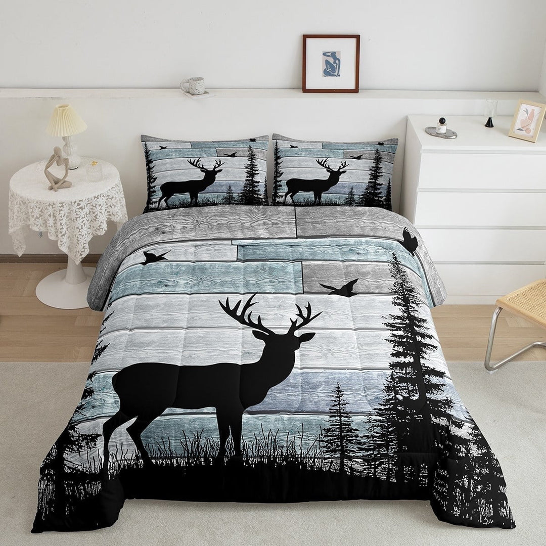 Erosebridal Rustic Deer Bedding Full Comforter Set, Countryside Down Comforter, Lodge Cabin Reversible Comforters &amp; Duvets, Lightweight Bedroom Decorative, 3 Pieces
