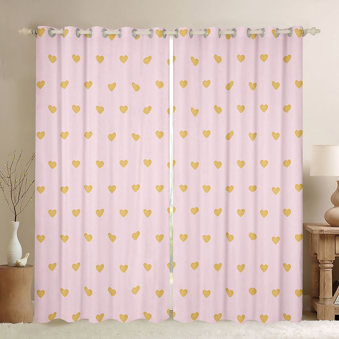 Manfei Love Heart Print Curtains Pack of 2 (42x84 Each) for Boys Girls,Romantic Valentine&