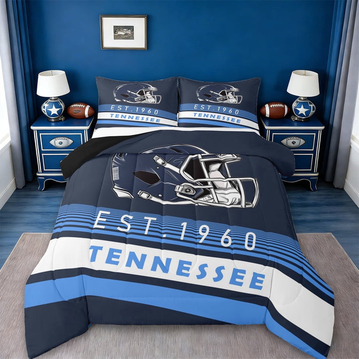 Erosebridal Tennessee Comforter Sets Twin Size,Navy Blue Stripes Comforters &amp; Duvets,Rugby Helmet Bedding Twin Comforter Set,Stylish Living Room Decoration Reversible£¬2-Piece