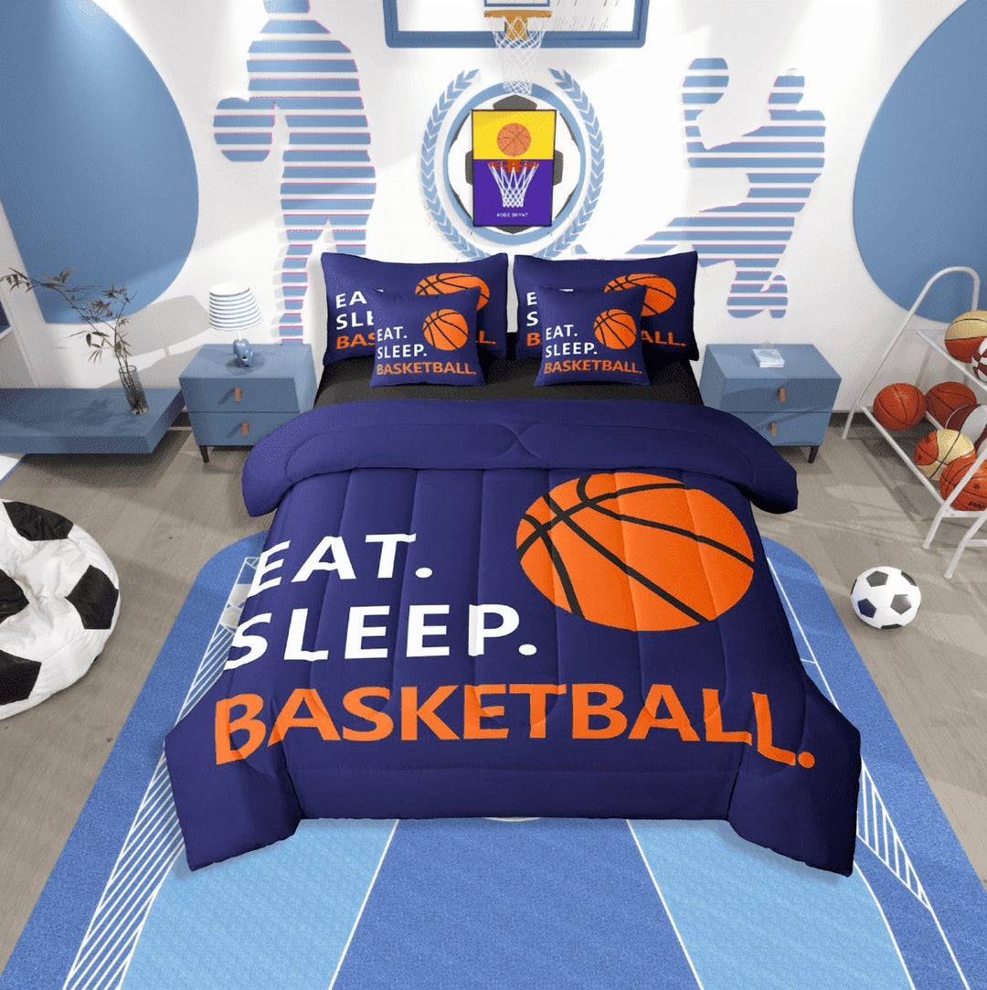 Erosebridal American Basketball Bedding Sets Twin Size,Ball Game Comforter Sets With Sheets,Sport Gamer Room Decorative,Reversible,Breathable,7Pcs