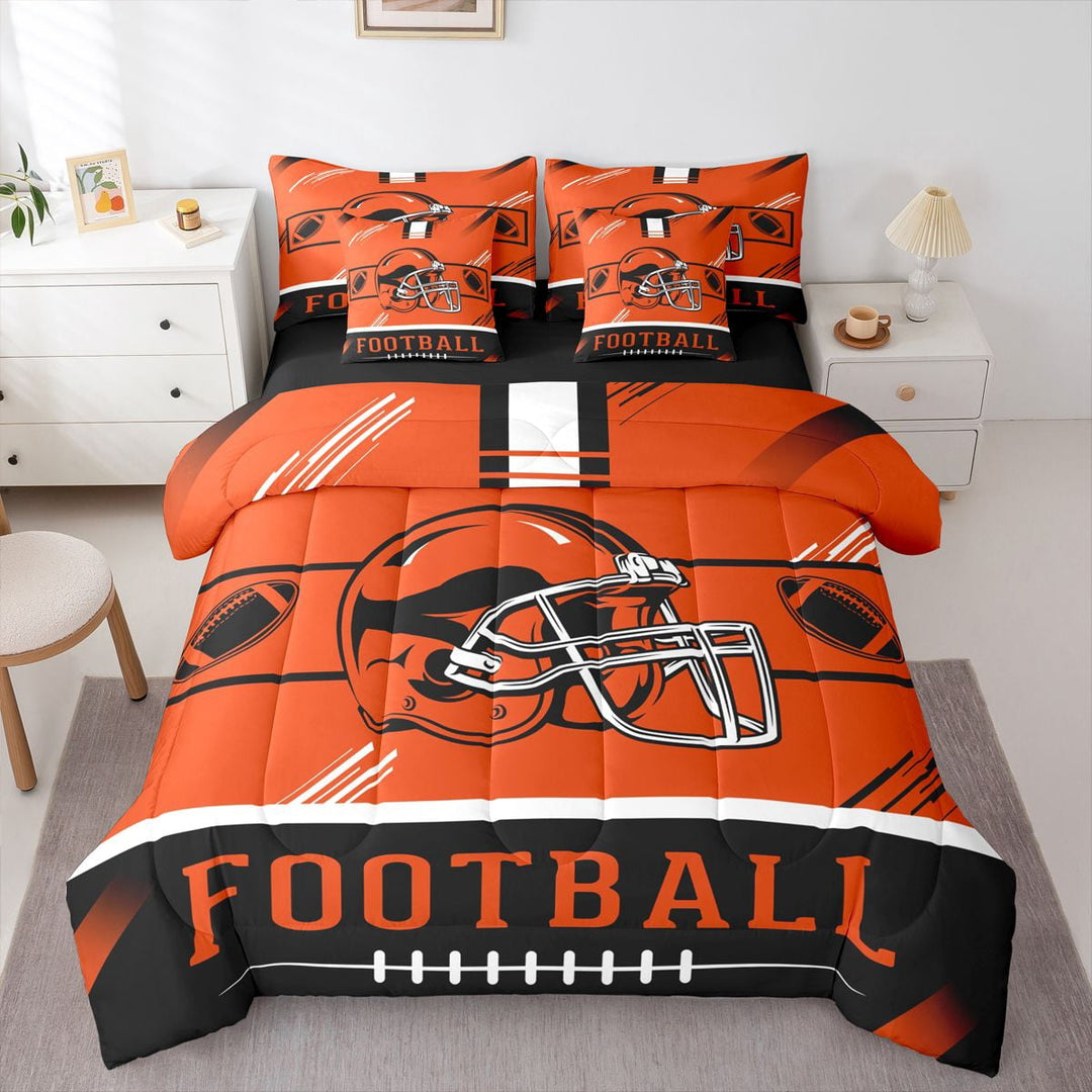 Erosebridal Sports Bedding Twin Size Teens, American Football Bedding Accessories, Black Orange, Cincinnati, Super Cozy 7-Piece