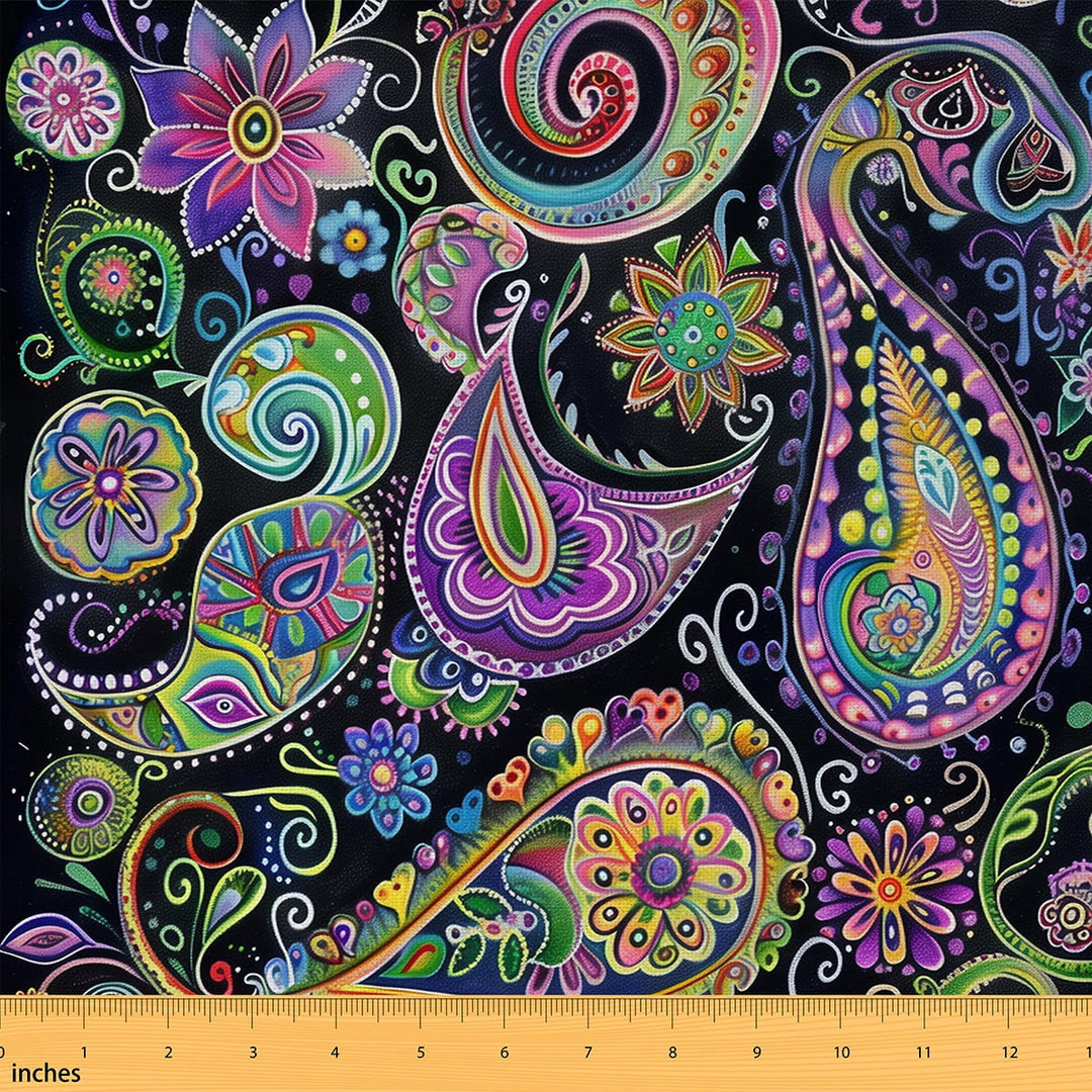 Castle Fairy Bohemian Paisley Fabric by the Yard 5 Yard,Hippie Mandala Sewing Fabric,Exotic Style Fabric for Sewing,Ultra Soft Abstract Home Decor